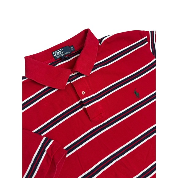 Polo Ralph Lauren Big & Tall Polo Shirt Red Blue Stripe Mens Size 2XB - Picture 1 of 4